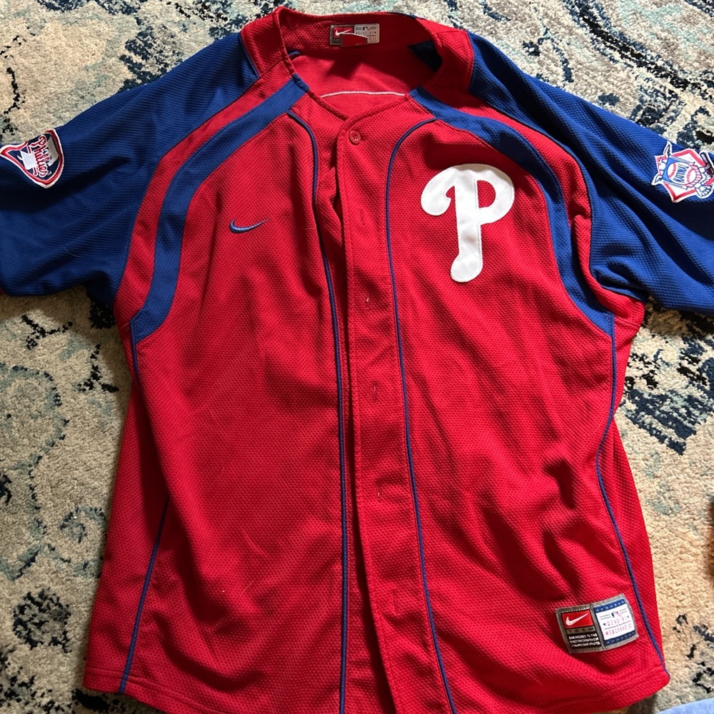 Nike Red and Blue Baseball Jersey